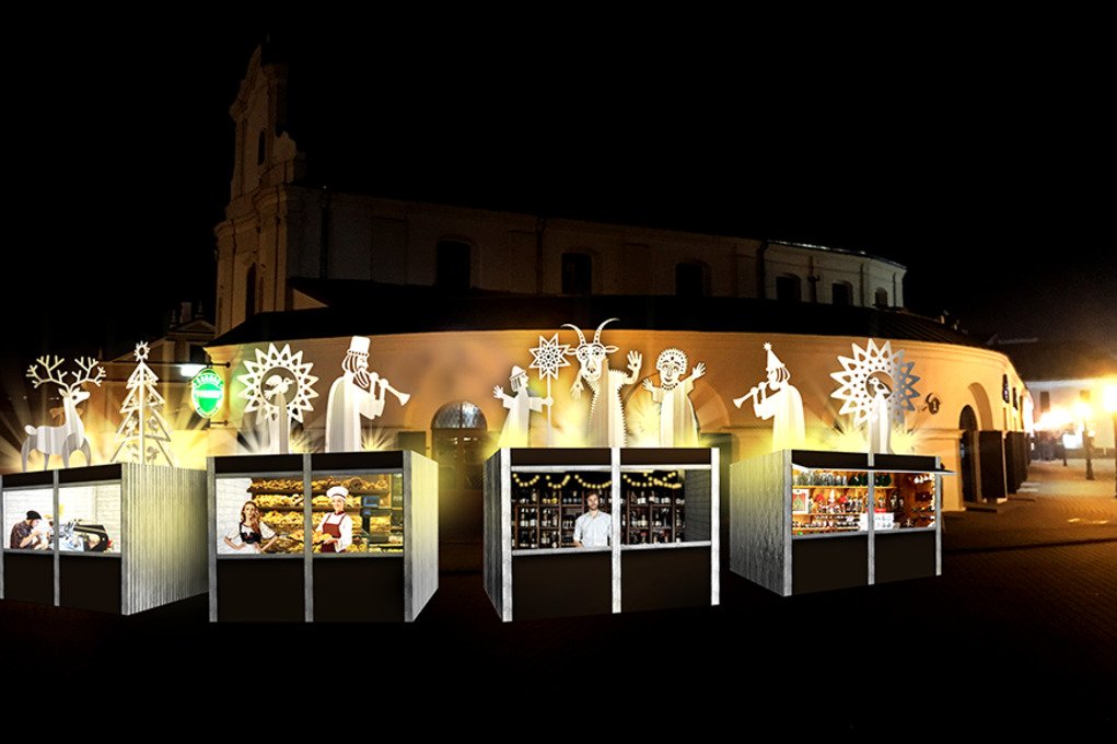 В Минске у ратуши устанавливают павильоны рождественской ярмарки